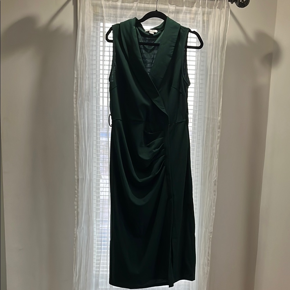 Grace Karin Green Ruched Sheath Midi Dress